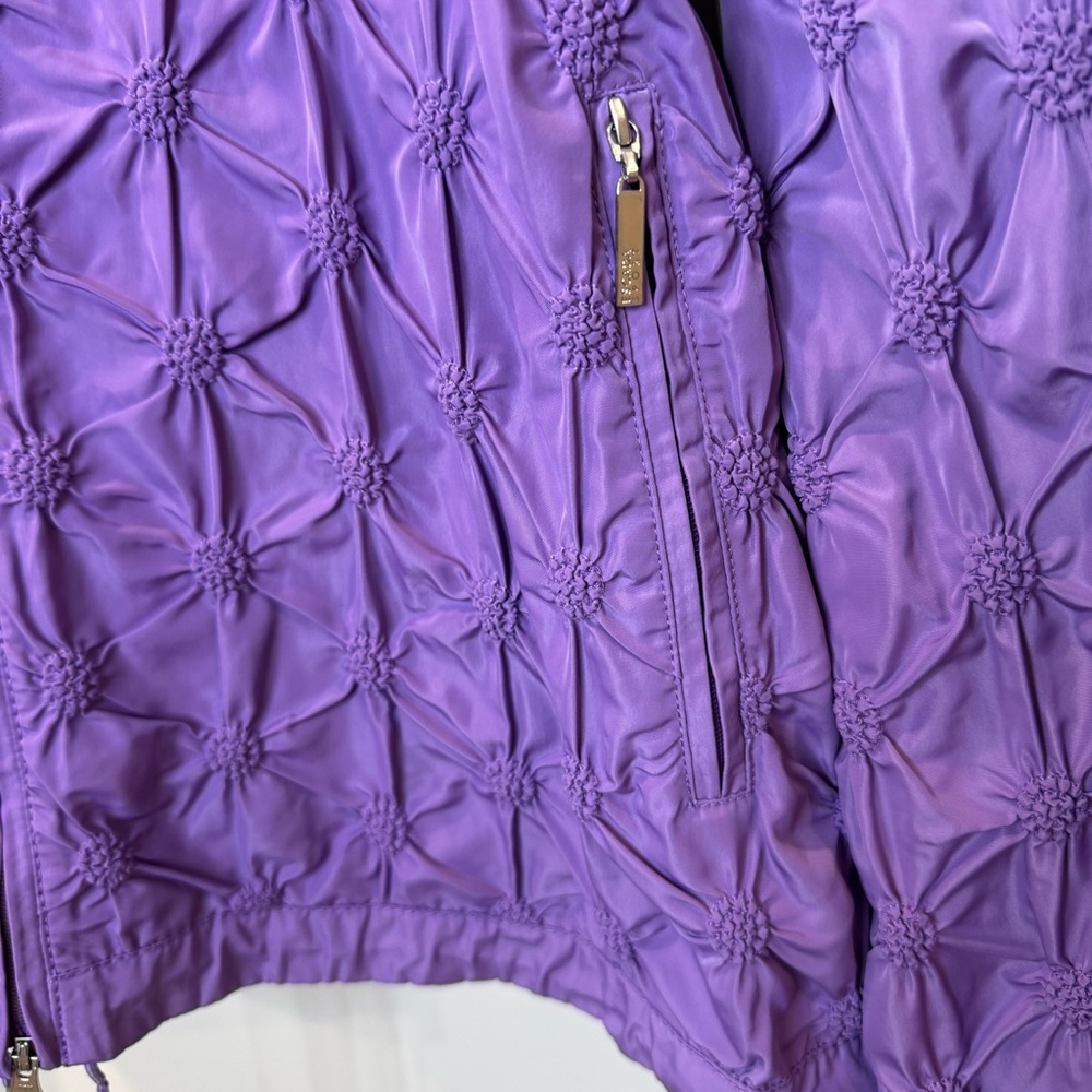 Vintage Escada Purple Hooded Rain Coat Floral Embroidered 38/US 6 - Picture 2 of 10